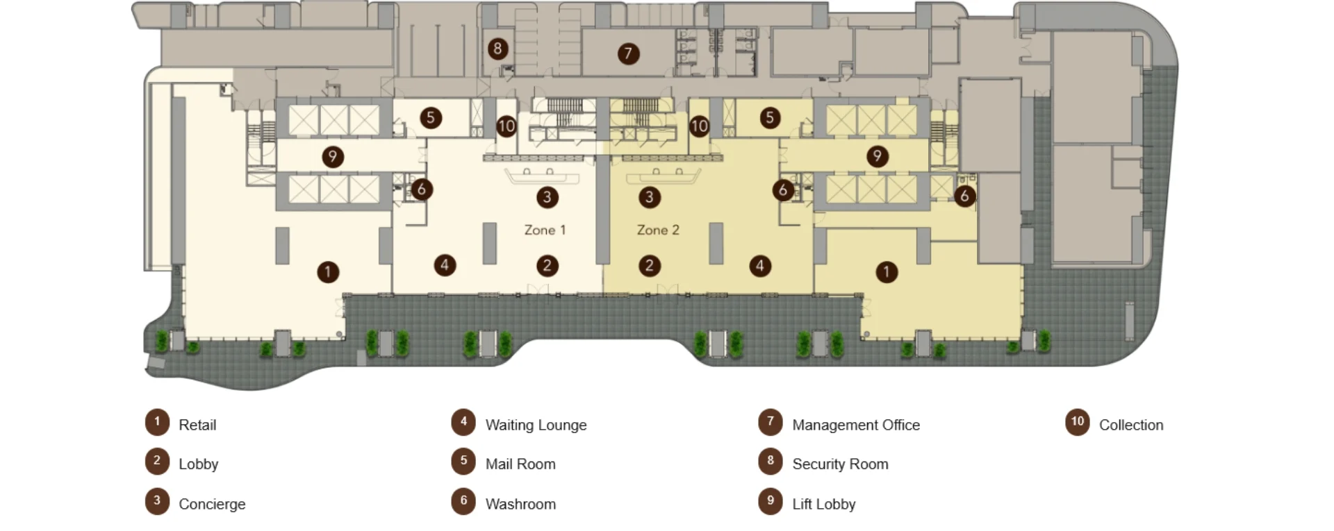 Pavilion Square KL: the lobby floor plan top view