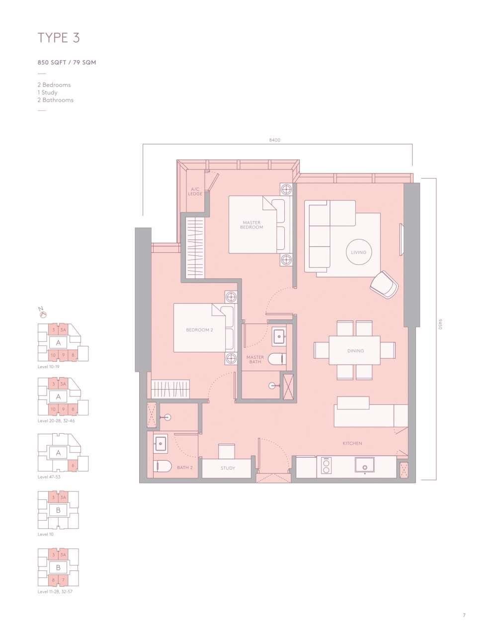 TRX Residence Type 3: floorplan build up 850sf