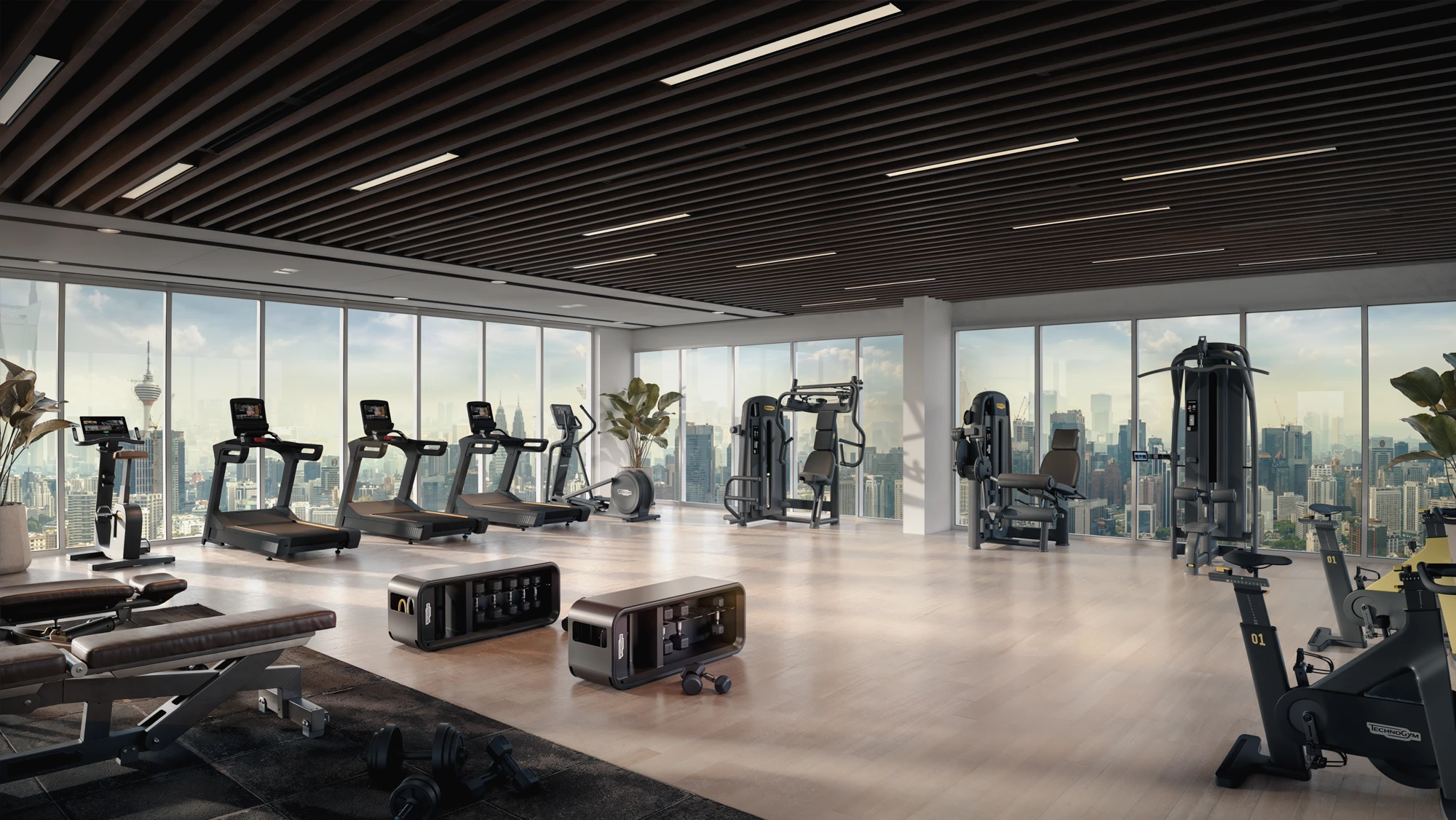 Times Square 2 Sky gym room with KL city View