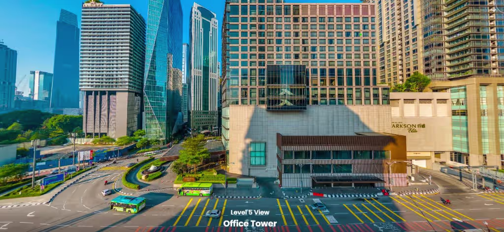 Point of view from Pavilion Corporate Suite office at level 5 toward Pavilion Shopping Mall