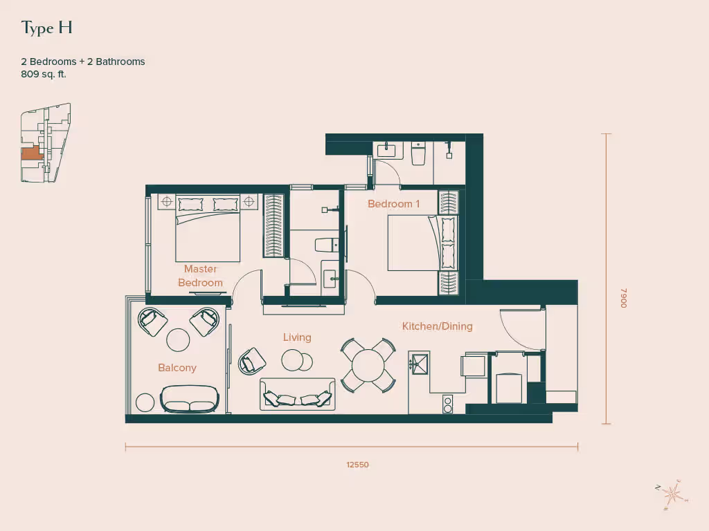 Skylon @ Bukit Ceylon: Unit Type H Layout for sale