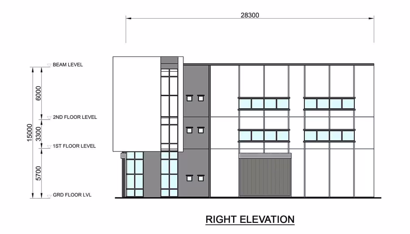 i&i semi d factcory right side elevation